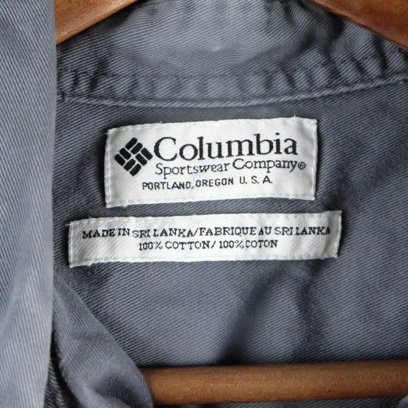 Columbia Shirt Mens Large Gray Heavyweight Cotton Canvas Outdoor Classic - Picture 7 of 7